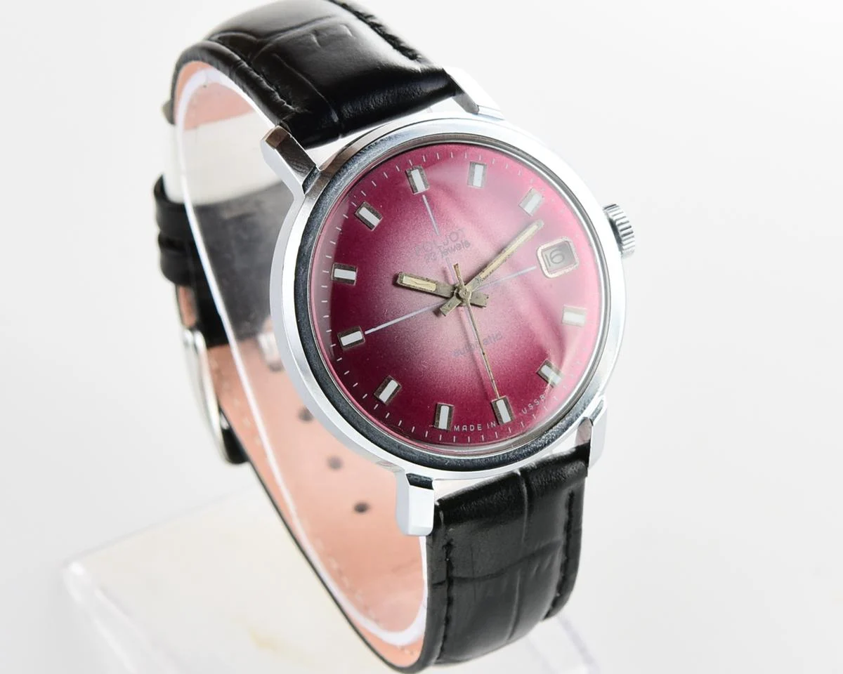 Soviet Poljot mechanical wrist watch with automatic self winding movement