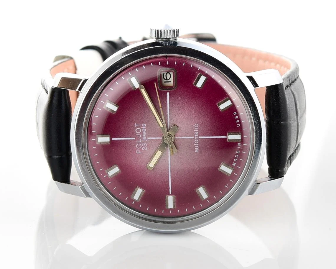 Soviet Poljot mechanical wrist watch with automatic self winding movement