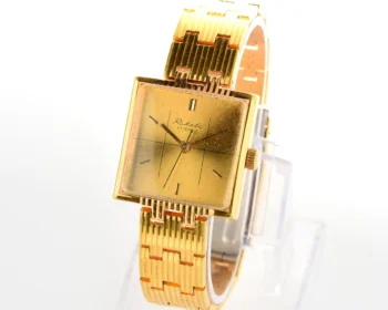 Rare Raketa gold-plated vintage wristwatch with integral bracelet