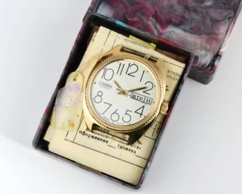 TIME CAPSULE: Large Soviet gold-plated mechanical vintage watch Slava, New Old Stock (NOS)!