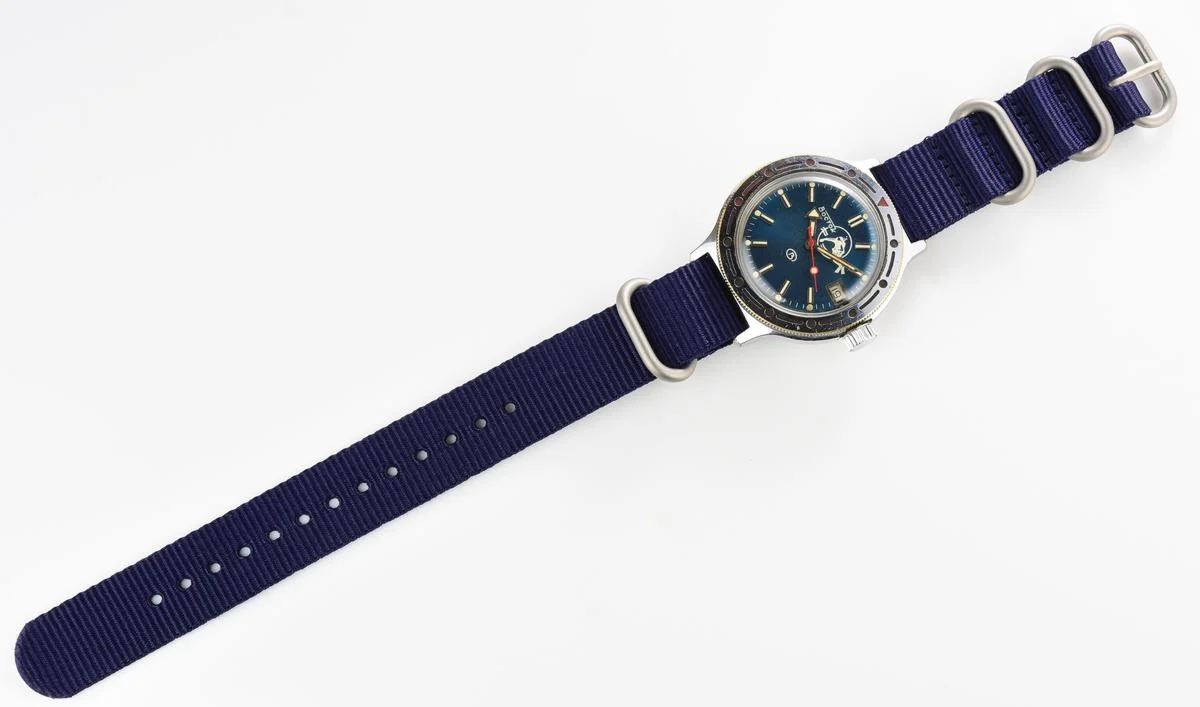 Vostok Amphibia Diver wrist watch (Scuba Dude), with nylon NATO strap