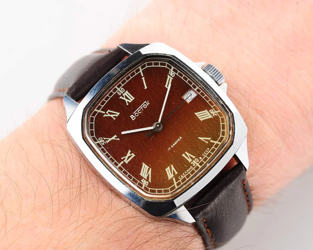 watch Vostok brown roman square 6705-0036