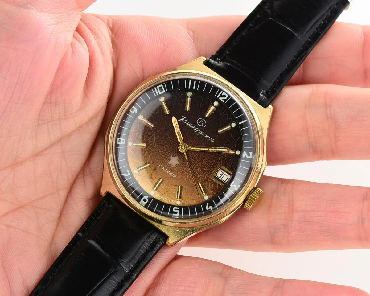 Soviet gold-plated Vostok Komandirskie mechanical watch - Zakaz MO CCCP!