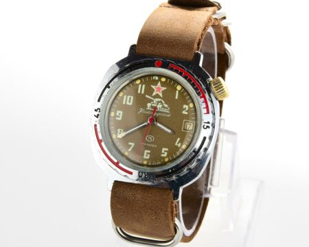 Vostok Commander's Komandirskie TANK with genuine leather NATO strap