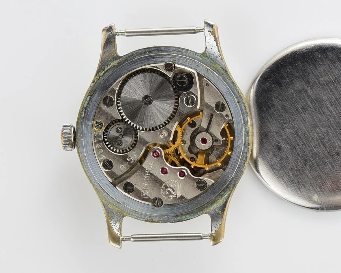 Vintage Soviet mechanical Pobeda wrist watch, 4th quarter 1957