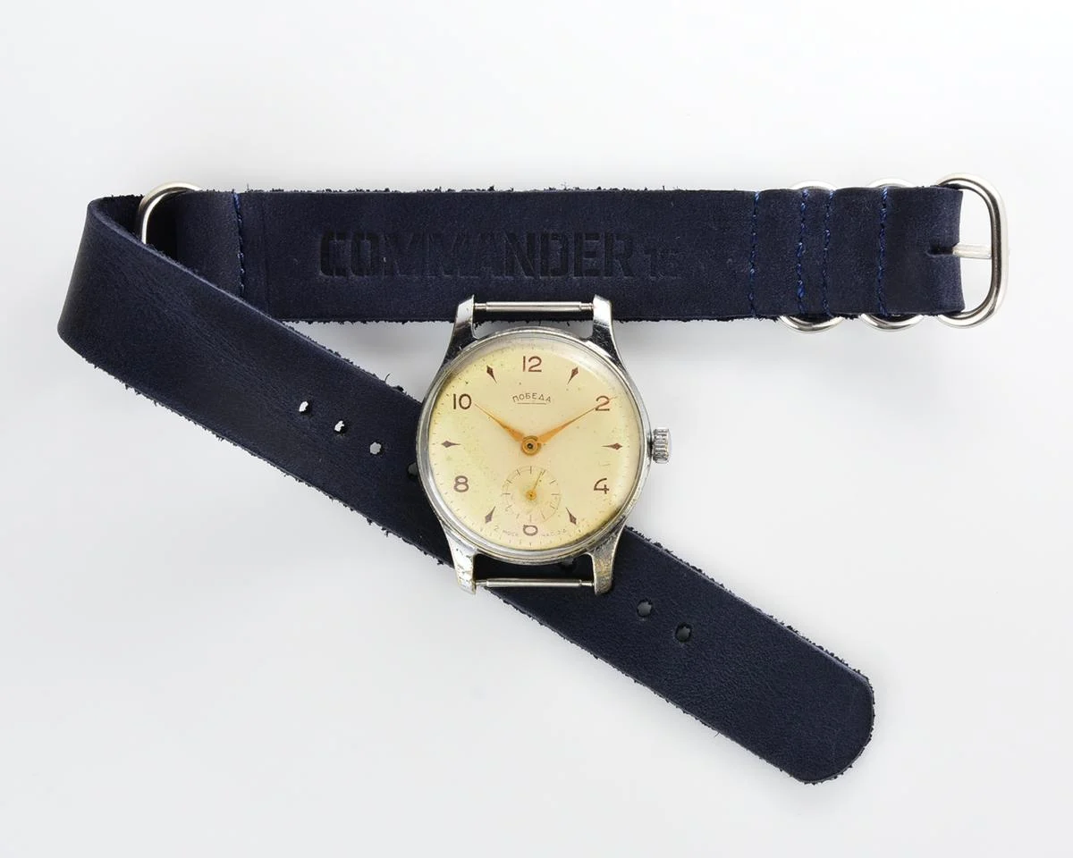Vintage Soviet mechanical Pobeda wrist watch, 4th quarter 1957