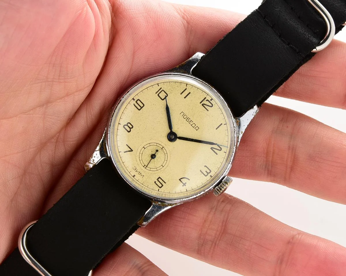 Pobeda Soviet wrist watch, from 2nd quarter of 1956