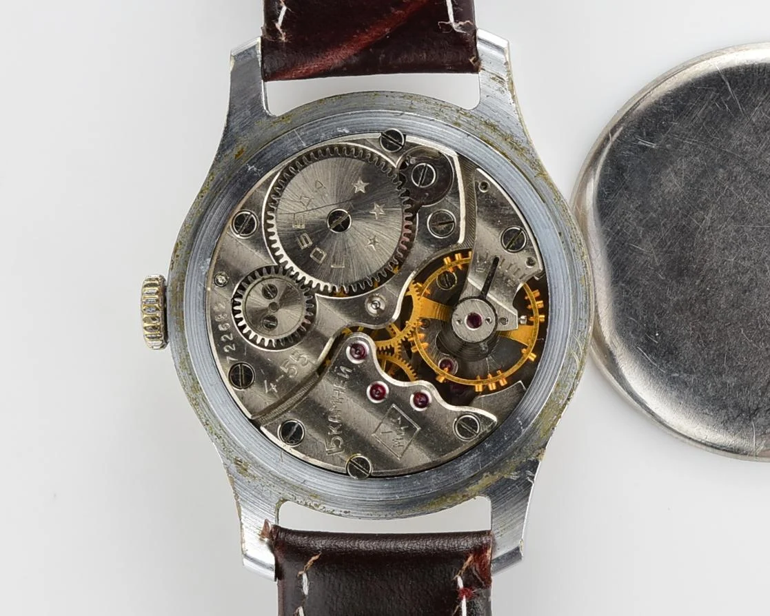 Vintage Soviet mechanical Pobeda wrist watch, 4th quarter of 1955