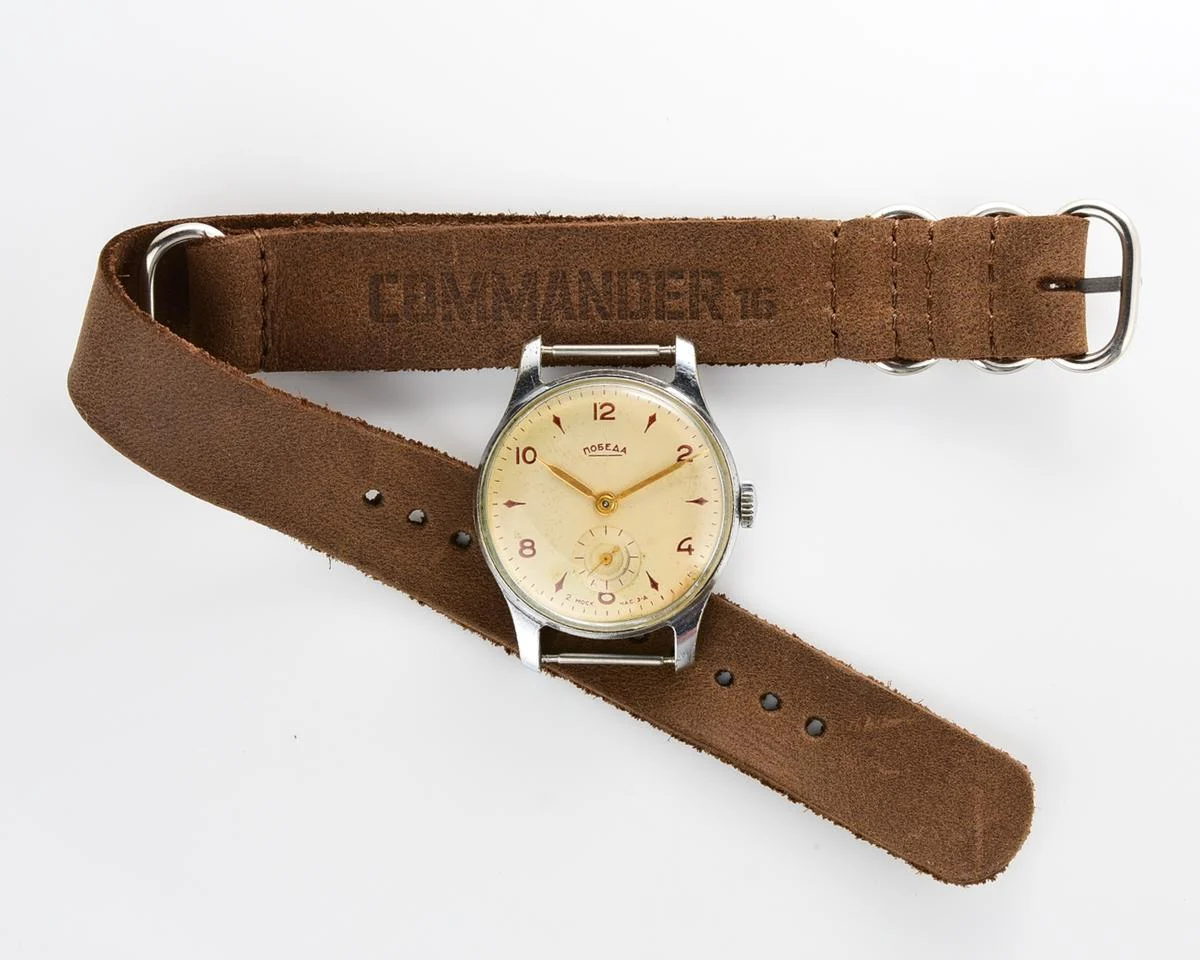 Vintage Soviet mechanical Pobeda wrist watch, 3rd quarter 1956