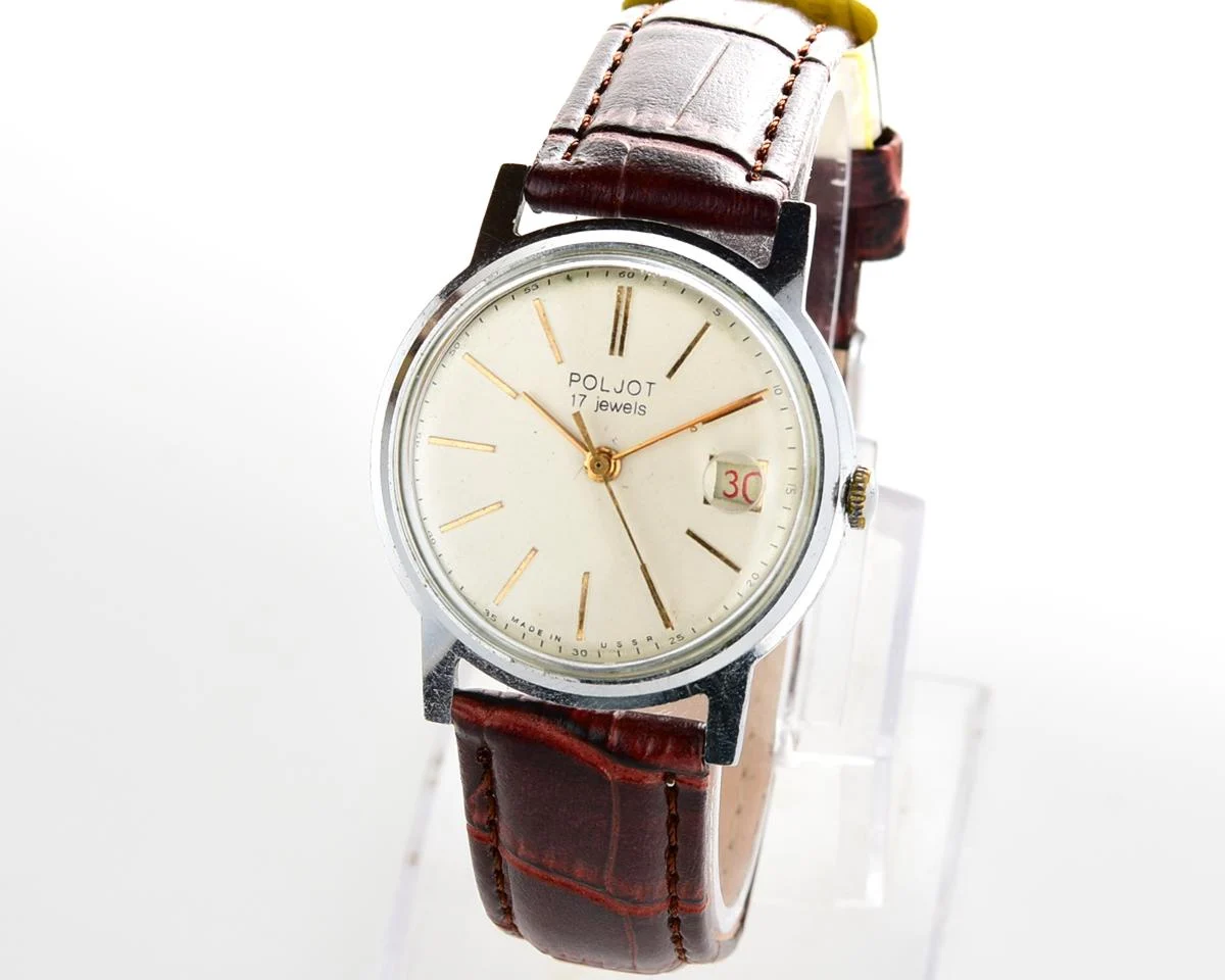 Vintage Soviet Poljot mechanical wrist watch with original crystal