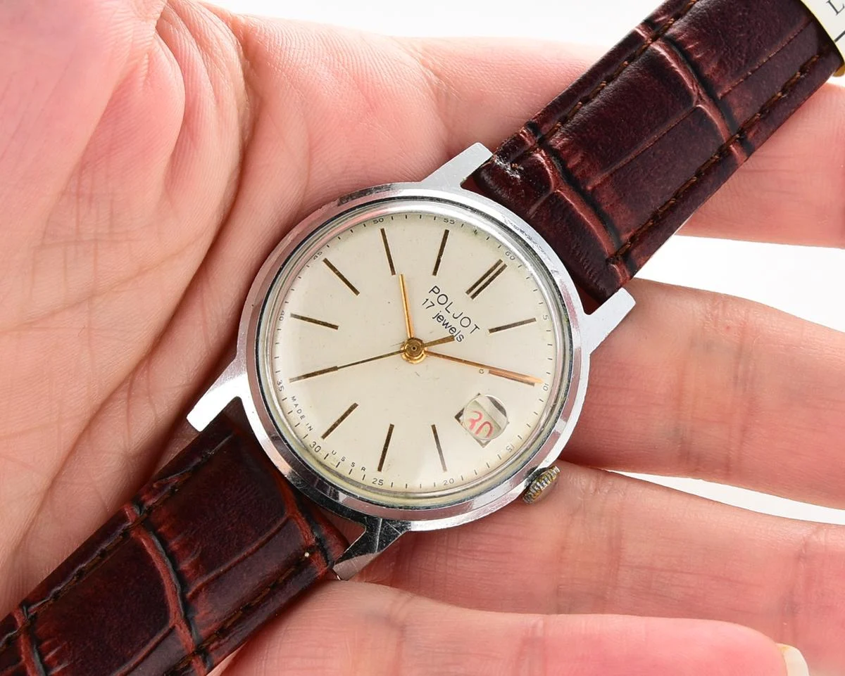 Vintage Soviet Poljot mechanical wrist watch with original crystal
