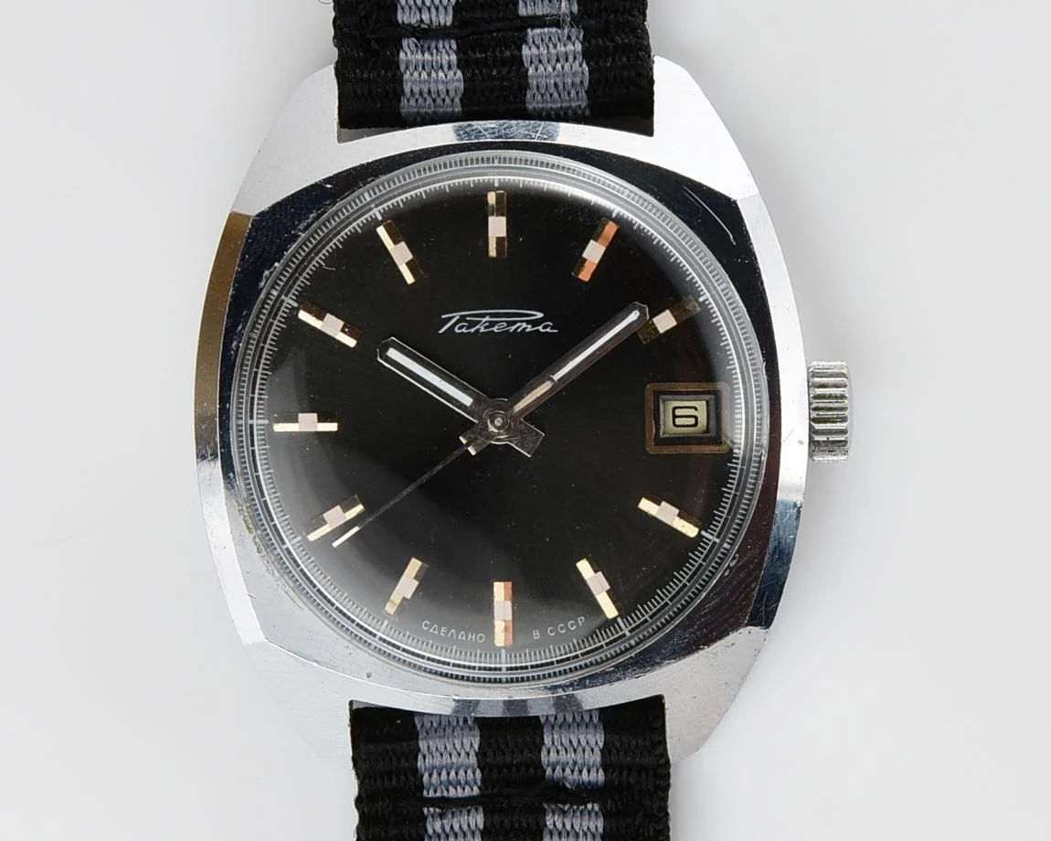 Excellent Soviet Raketa vintage watch with laconic black dial