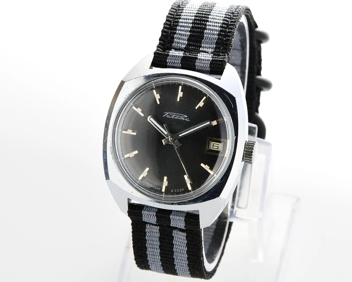 Excellent Soviet Raketa vintage watch with laconic black dial
