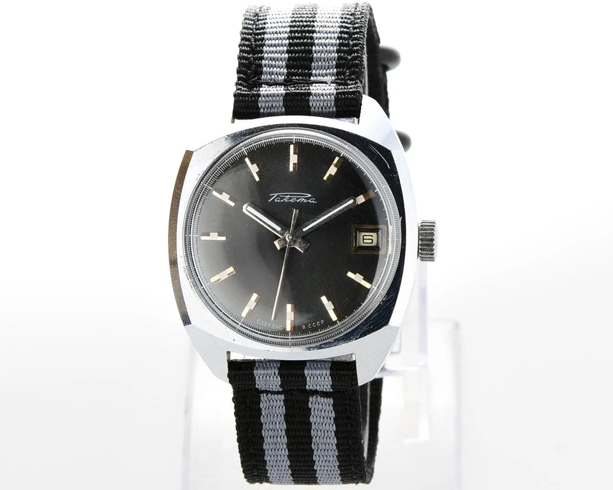 Excellent Soviet Raketa vintage watch with laconic black dial