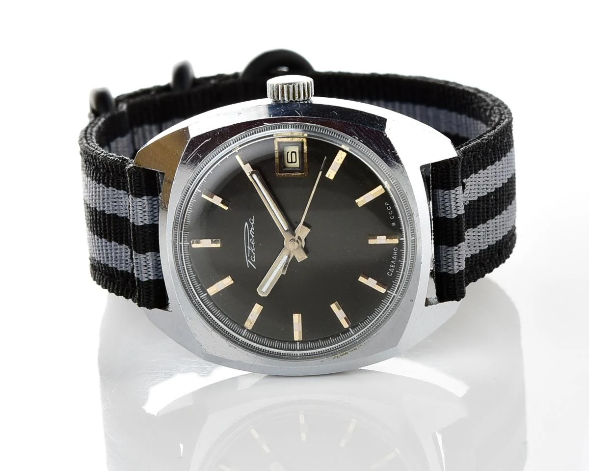 Excellent Soviet Raketa vintage watch with laconic black dial