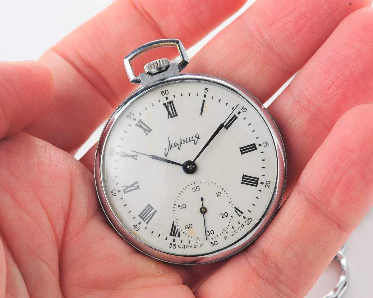 Molnija open face vintage Soviet pocket watch - 50 years of USSR!