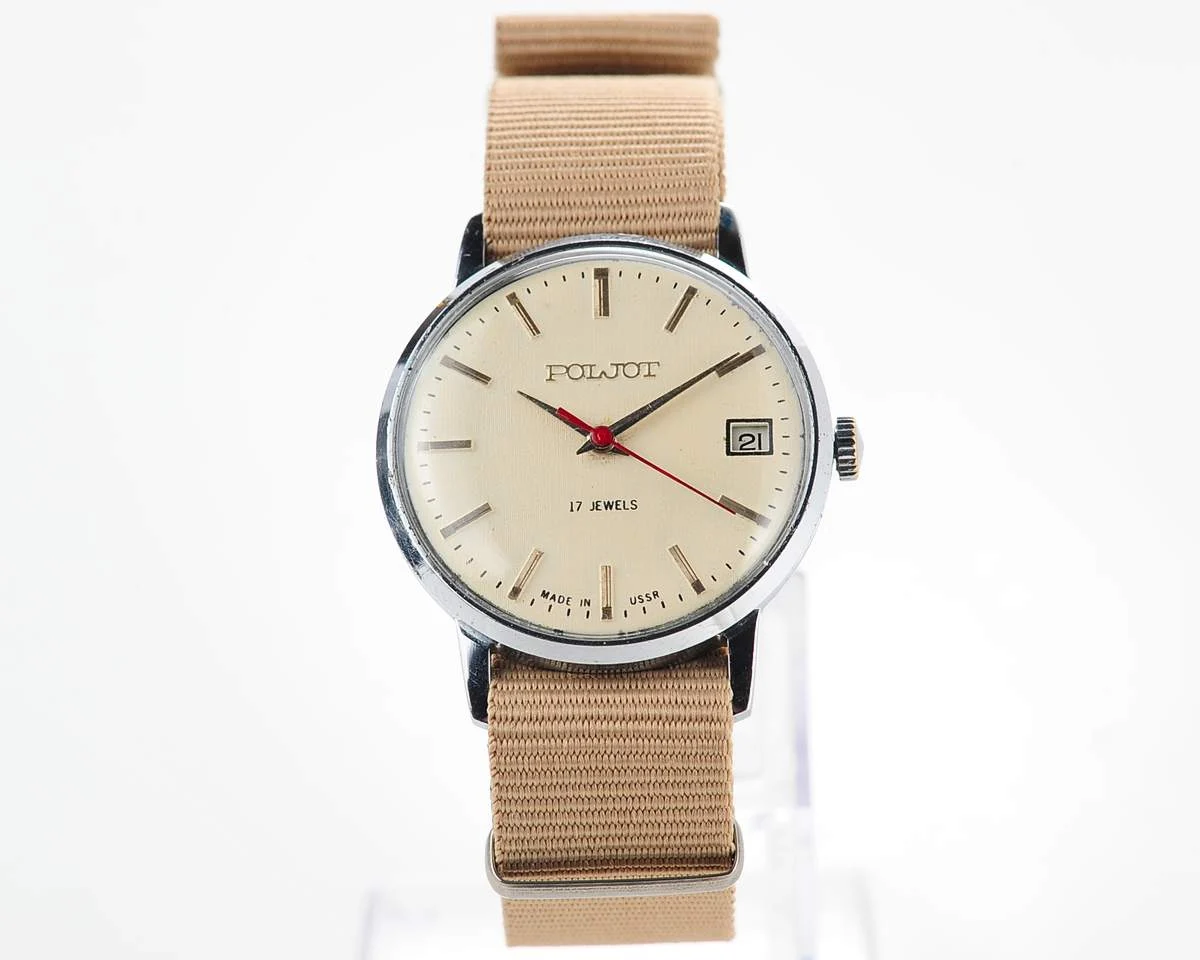 Soviet vintage Poljot mechanical watch with cream dial