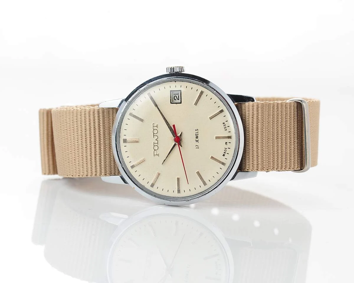 Soviet vintage Poljot mechanical watch with cream dial