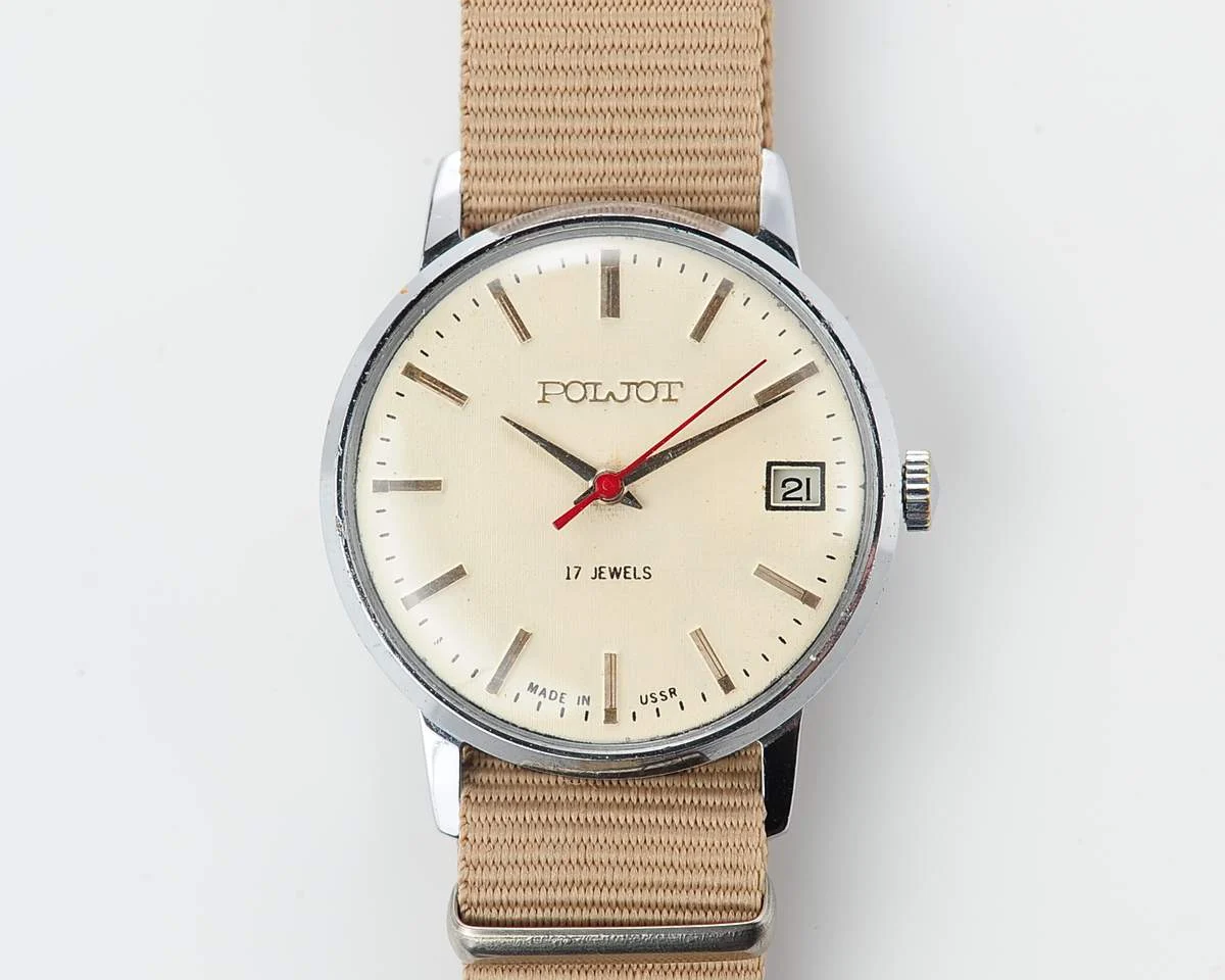 Soviet vintage Poljot mechanical watch with cream dial