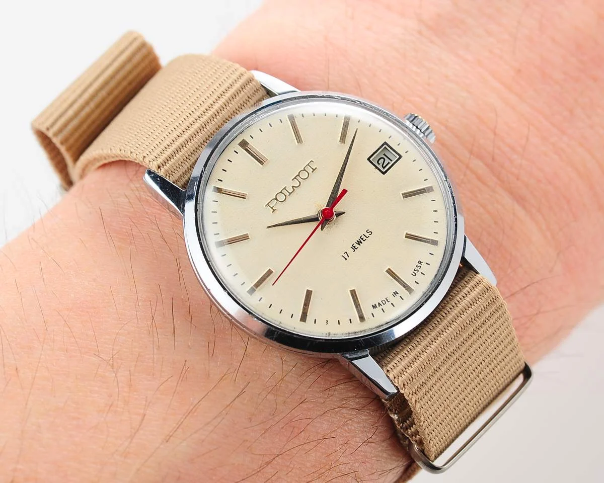 watch Poljot round cream 9551-0105