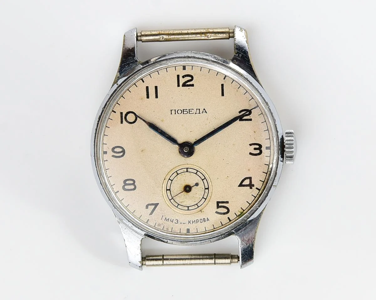 Vintage Soviet mechanical Pobeda wrist watch, 4th quarter 1953