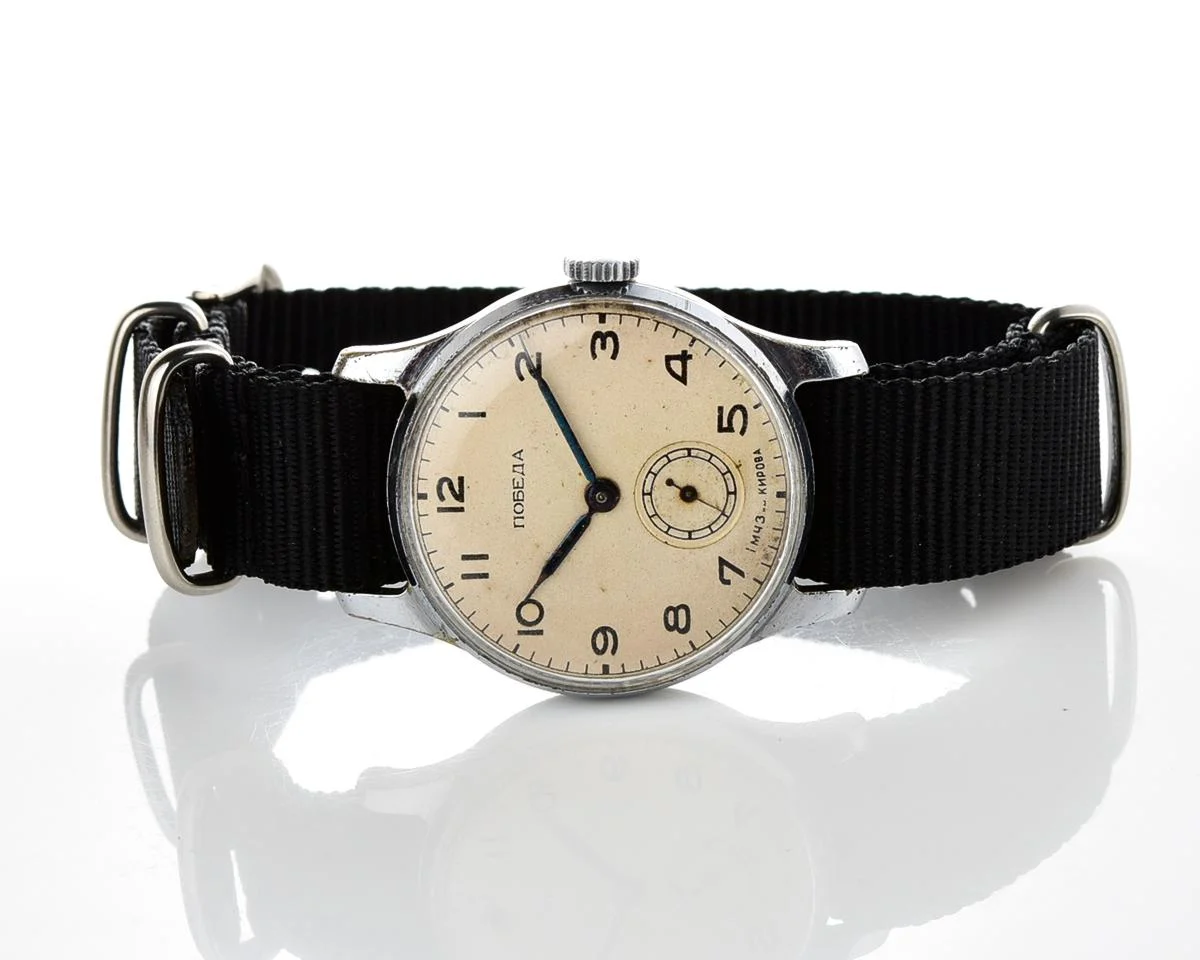 Vintage Soviet mechanical Pobeda wrist watch, 4th quarter 1953