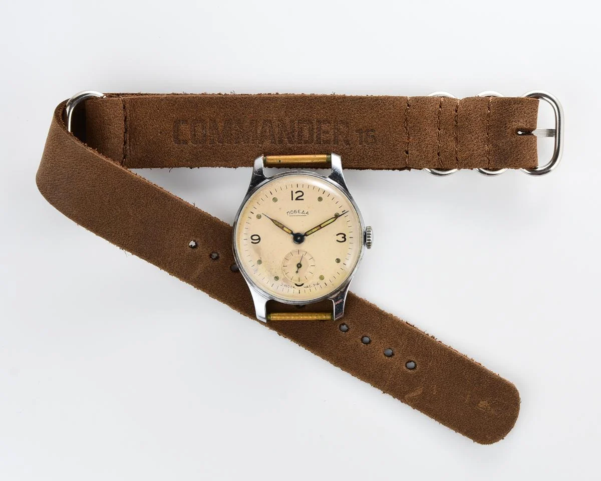 Vintage Soviet mechanical Pobeda wrist watch, 3rd quarter 1955