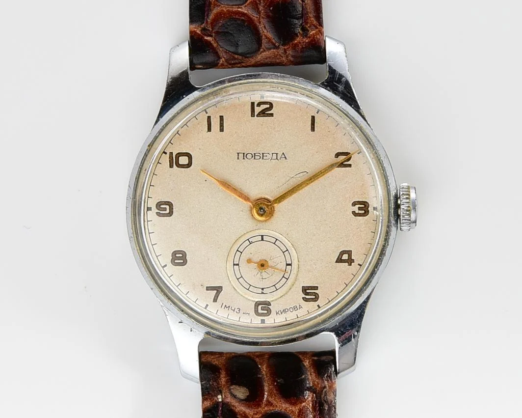 Vintage Soviet mechanical Pobeda wrist watch, 3rd quarter of 1953