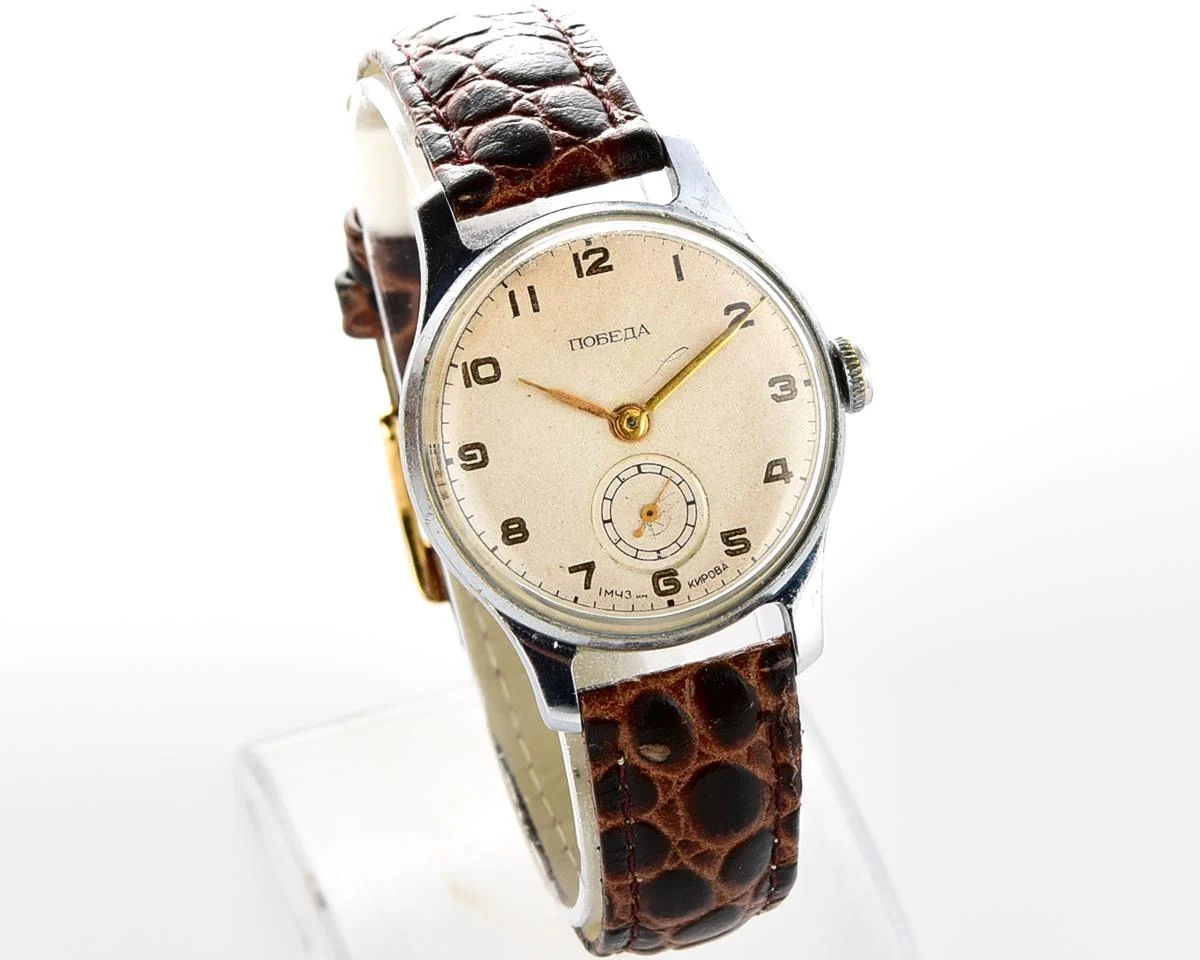 Vintage Soviet mechanical Pobeda wrist watch, 3rd quarter of 1953