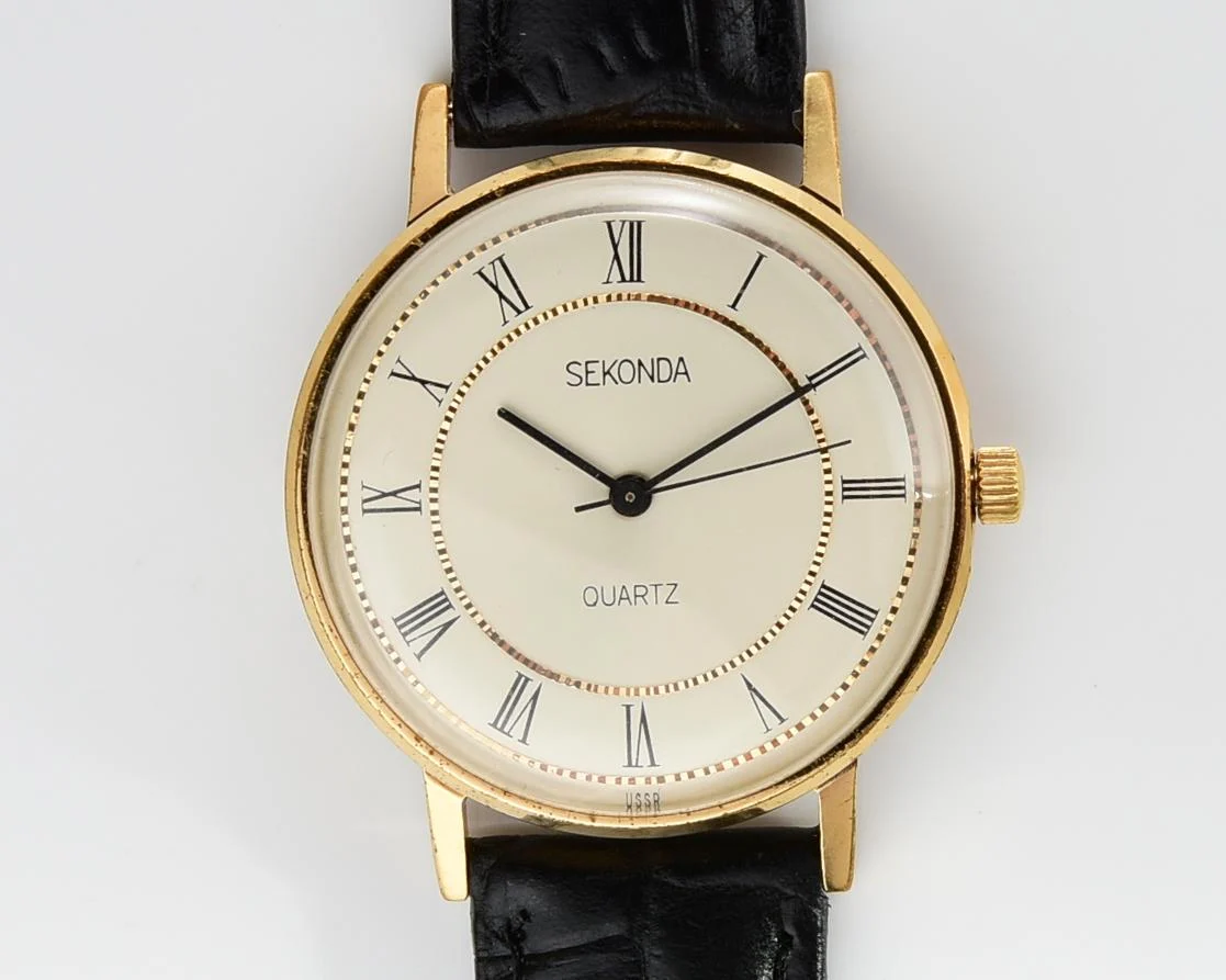 Soviet vintage gold-plated Sekonda quartz watch