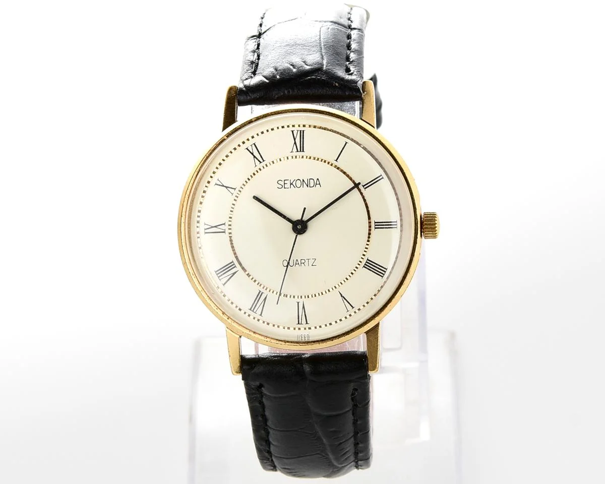 Soviet vintage gold-plated Sekonda quartz watch