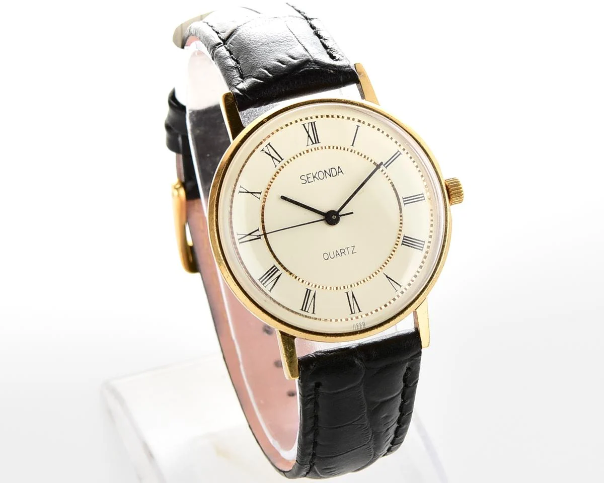 Soviet vintage gold-plated Sekonda quartz watch