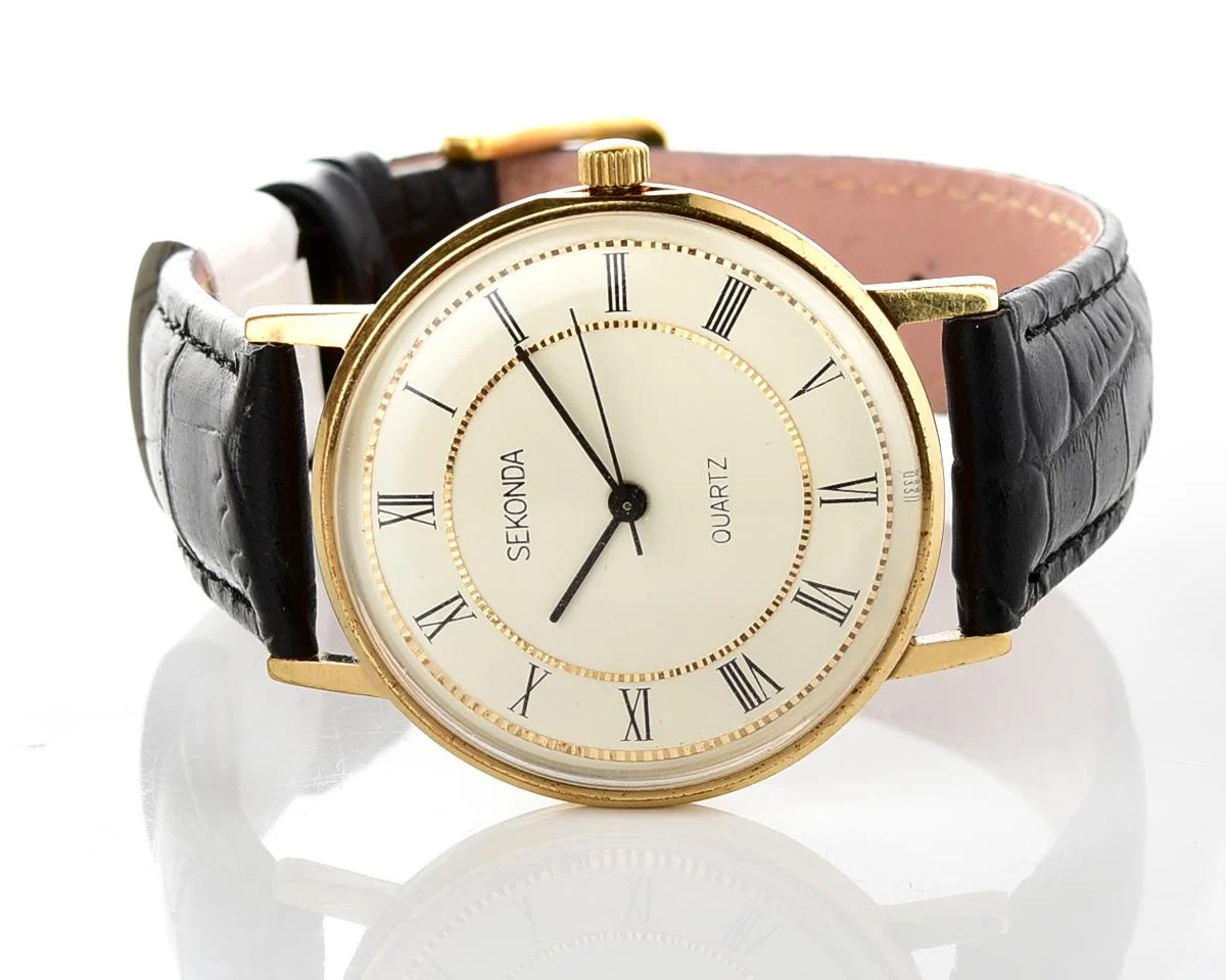 Soviet vintage gold-plated Sekonda quartz watch