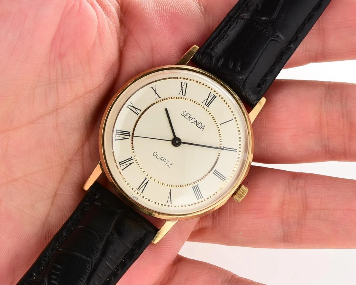 Soviet vintage gold-plated Sekonda quartz watch