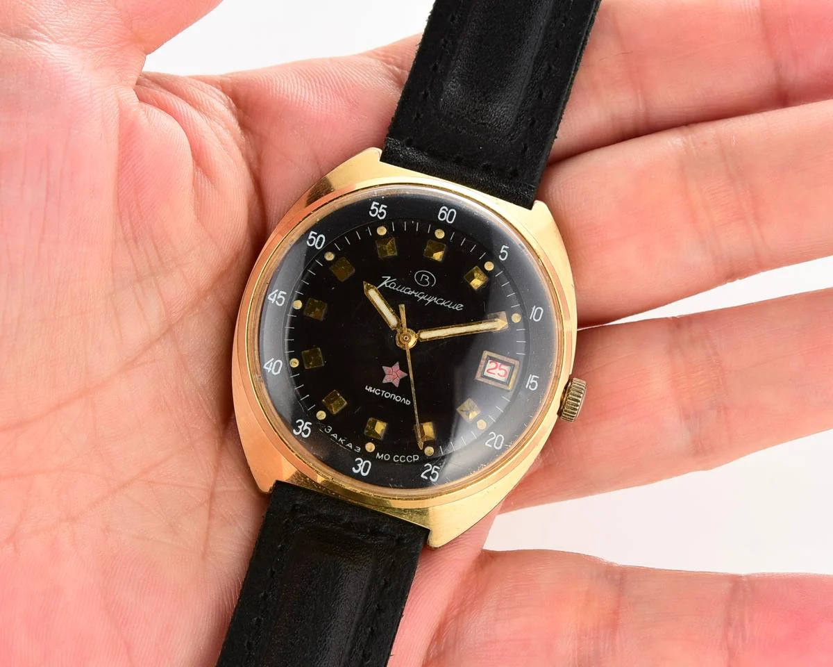 Soviet gold-plated Vostok Komandirskie mechanical watch - Zakaz MO CCCP!