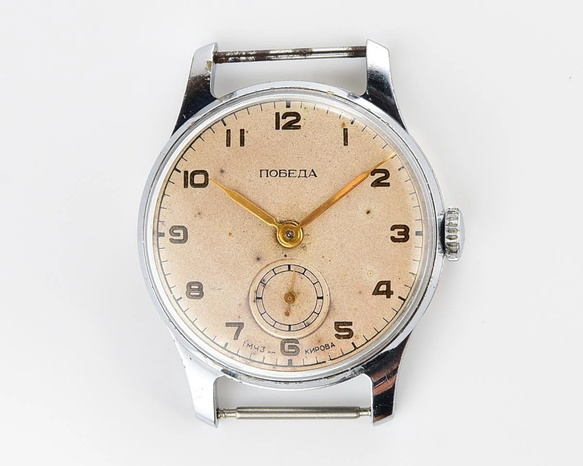 Vintage Soviet mechanical Pobeda wrist watch, 1st quarter of 1955