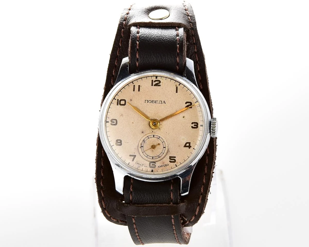 Vintage Soviet mechanical Pobeda wrist watch, 1st quarter of 1955