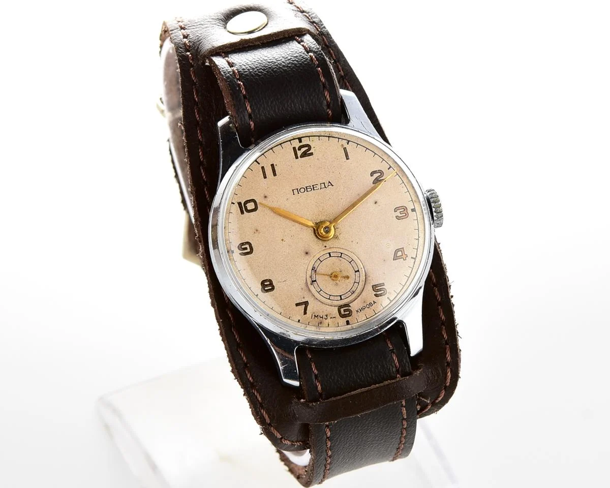 Vintage Soviet mechanical Pobeda wrist watch, 1st quarter of 1955
