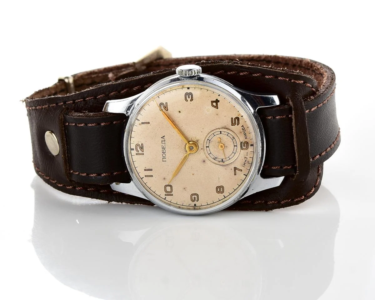 Vintage Soviet mechanical Pobeda wrist watch, 1st quarter of 1955