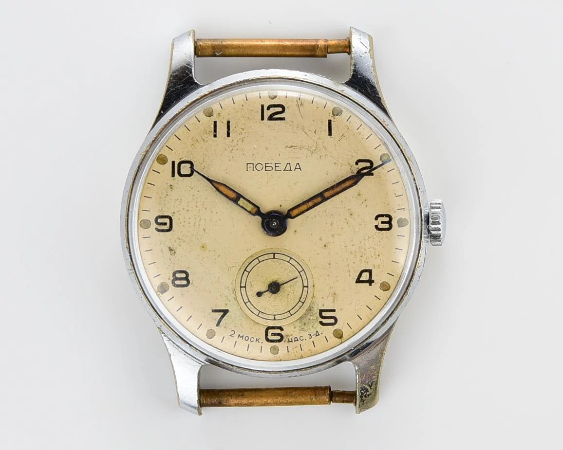 Vintage Soviet mechanical Pobeda wrist watch, 3rd quarter 1956