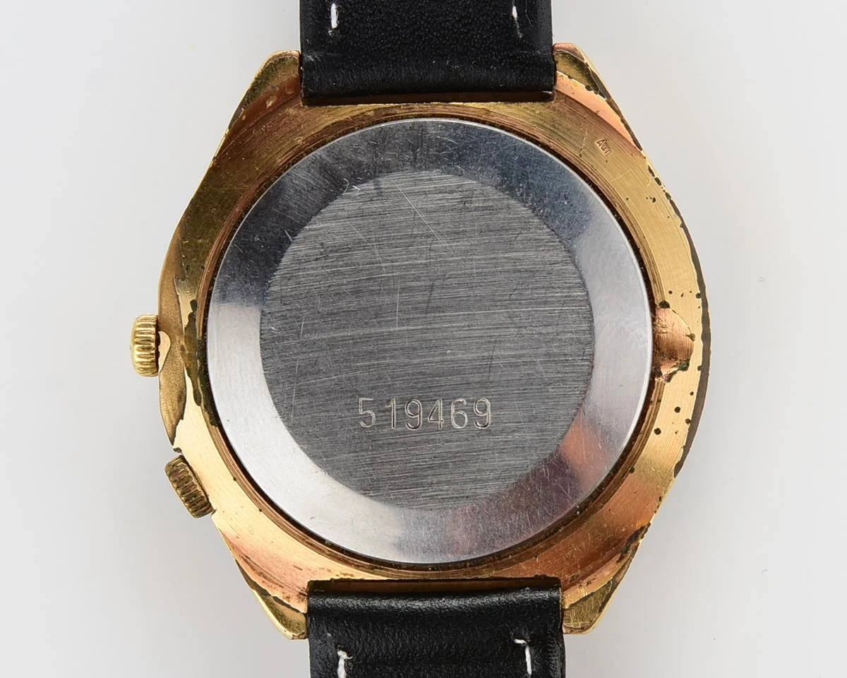 Vintage mechanical gold-plated Raketa watch with 24 hours dial