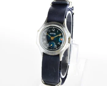 Vintage Vostok watch + NATO blue leather strap