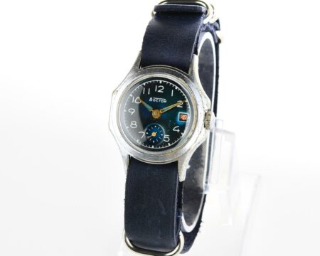 Vintage Vostok watch + NATO blue leather strap