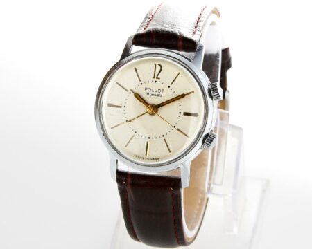 POLJOT soviet mechanical watch with cream dial & alarm clock function