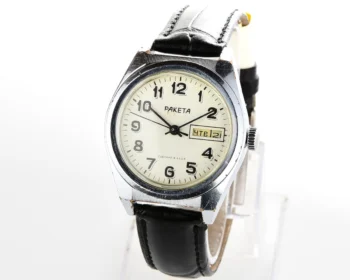 Raketa vintage mechanical wrist watch with double calendar
