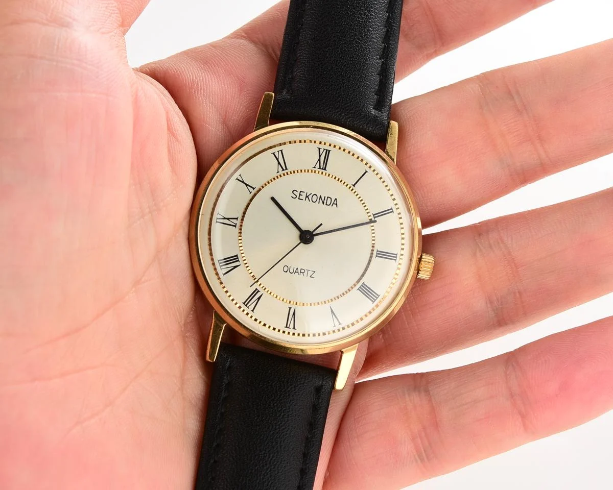 Soviet vintage gold-plated Sekonda quartz watch