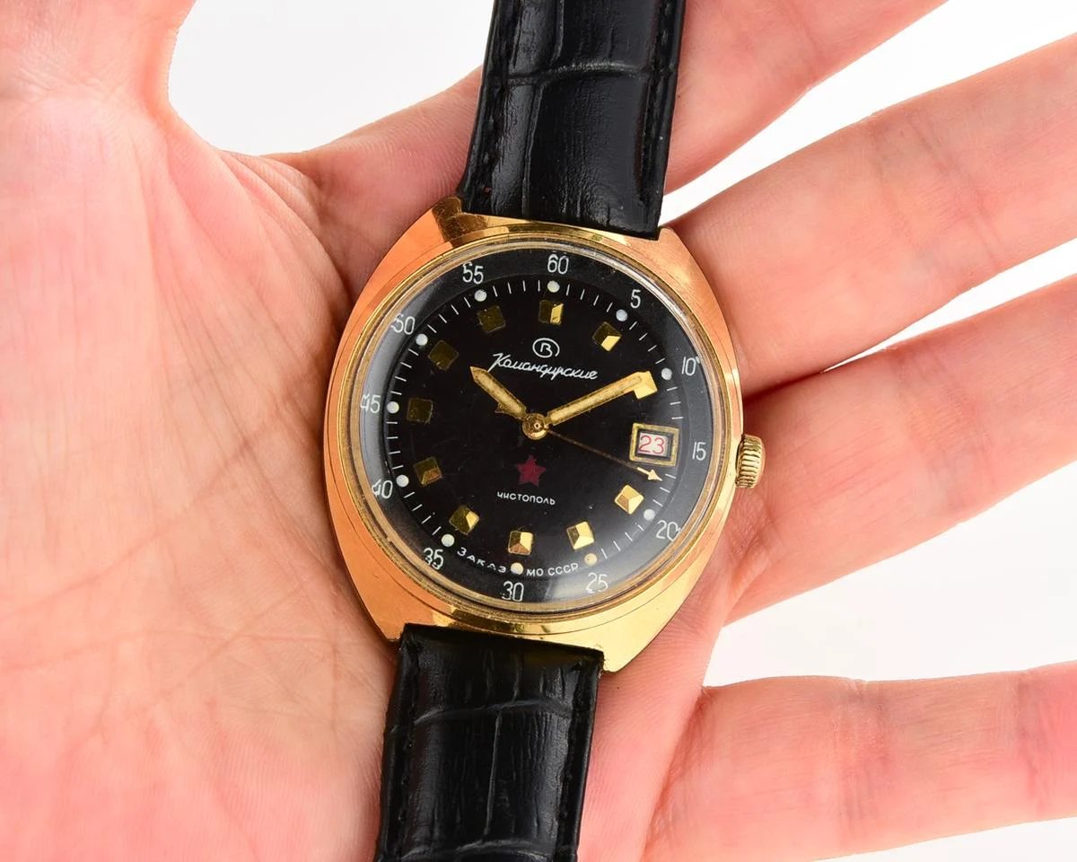 Soviet gold-plated Vostok Komandirskie mechanical watch - Zakaz MO CCCP!