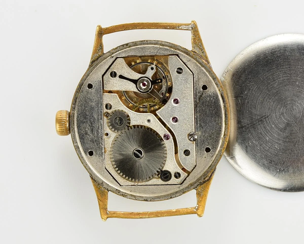 German wrist watch Aeschbach, UROFA 58 Glashütte movement, World War II 1940s