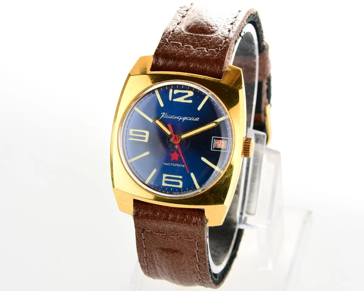 Soviet gold-plated Vostok Komandirskie mechanical watch - Zakaz MO CCCP!