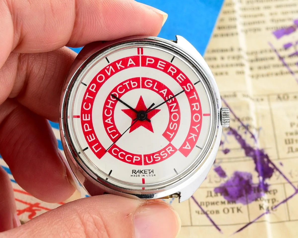 Soviet Raketa Glasnost Perestroika watch with package and passport!